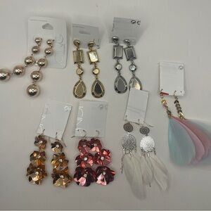 Lot Of 7 Assorted Earrings By Icing- Dangle/feathers/colorful MSRP $82+